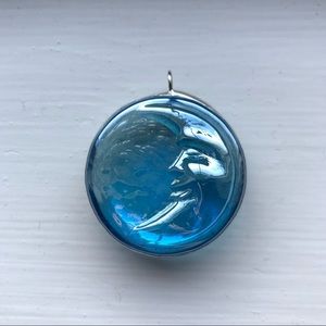 Celestial Jewelry Artisan Handmade Blue Glass Moon Pendant